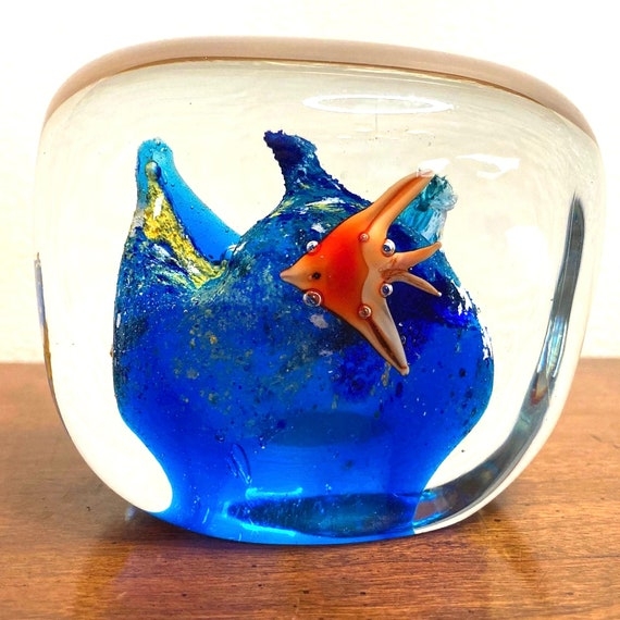 Decorative Figurine Tropical Fish Art Glass Sculpture Blown Art Glass