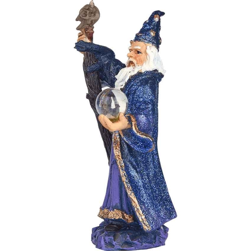 Decorative Figurine Wizard Robes Gold Detail Crystal Orb Staff
