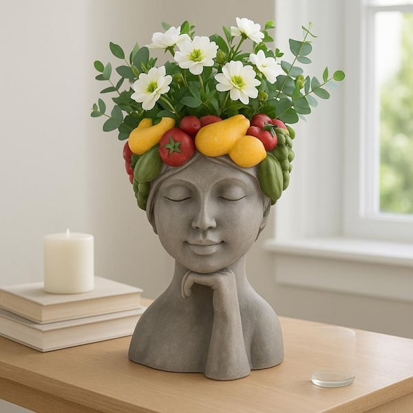 Decorative Planter, Fruit Basket Headpiece, Bust Silhouette, Eclectic