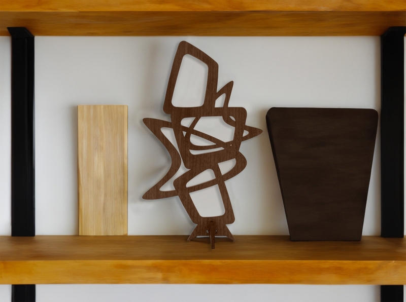 Decorative Sculpture Atomic Shape Walnut Toned
