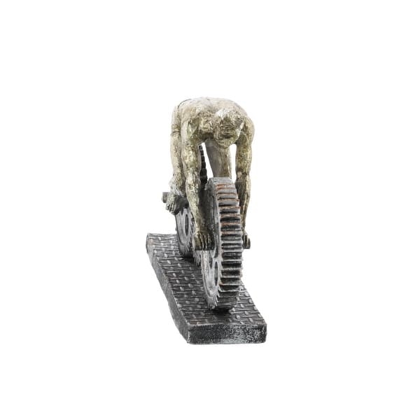 Decorative Sculpture Gear Wheels Silver Polystone Cyclist Figurine Decor