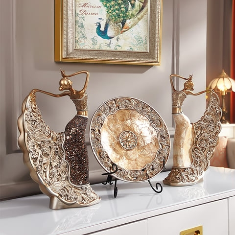 Decorative Sculpture Set Matte Cream Organic Silhouette Textured Finish