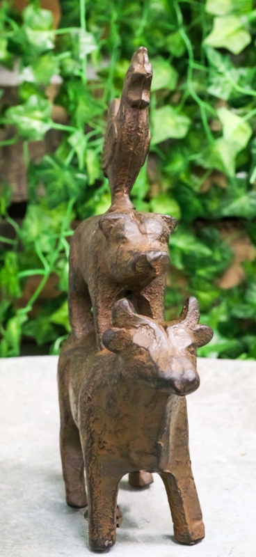 Decorative Sculpture Stacked Farm Animals Bronze Western Tabletop Decor