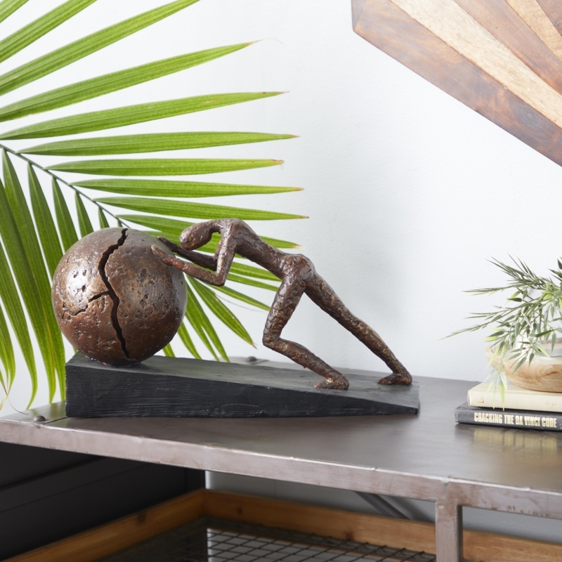 Decorative Sculpture Trio Figure Design Stone Texture Minimalist Accent