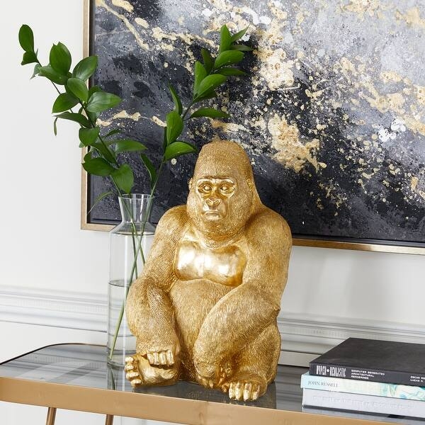 Decorative Statue Antique Gold Seated Gorilla Form