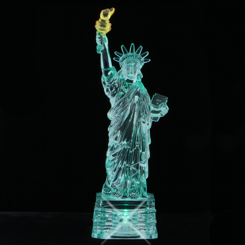 Decorative Statue Blue LED Light Up, Clear Acrylic Modern Figurine