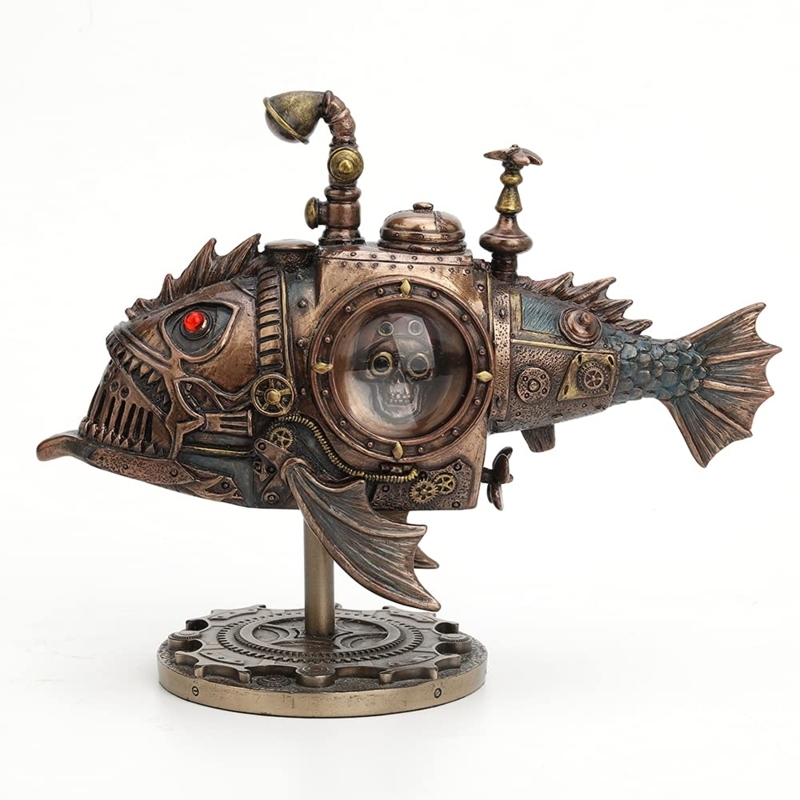 Decorative Statue Steampunk Submarine Exposed Gears Rivet Details
