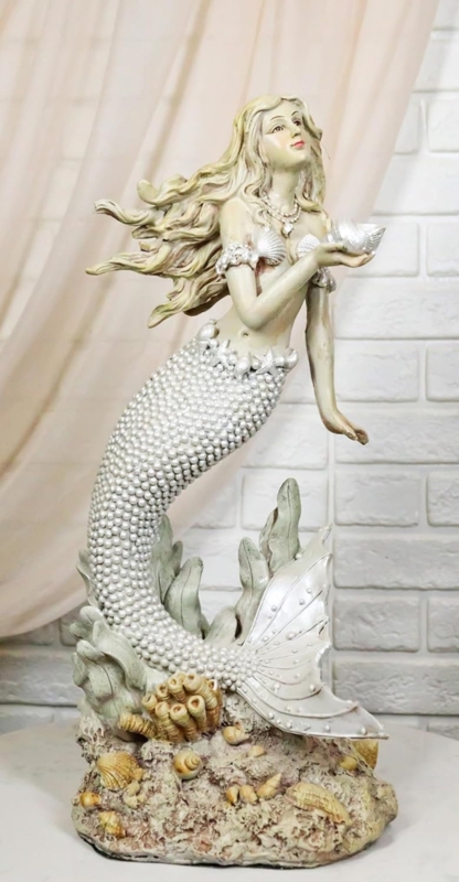 Decorative Statue with Magical Swirl Effect and Translucent Orb