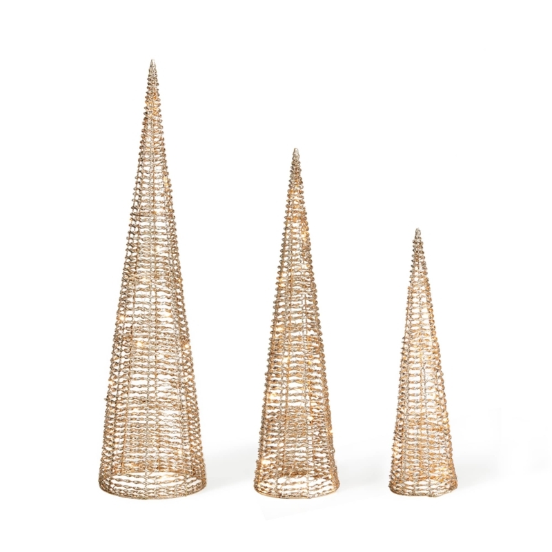 Decorative Trees Cone Silhouette Trio Glittery Metallic Trees