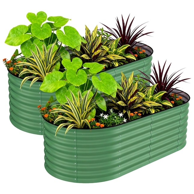 Deep Green Raised Garden Beds, 2-Pack Metal, Backyard Vegetable Solution