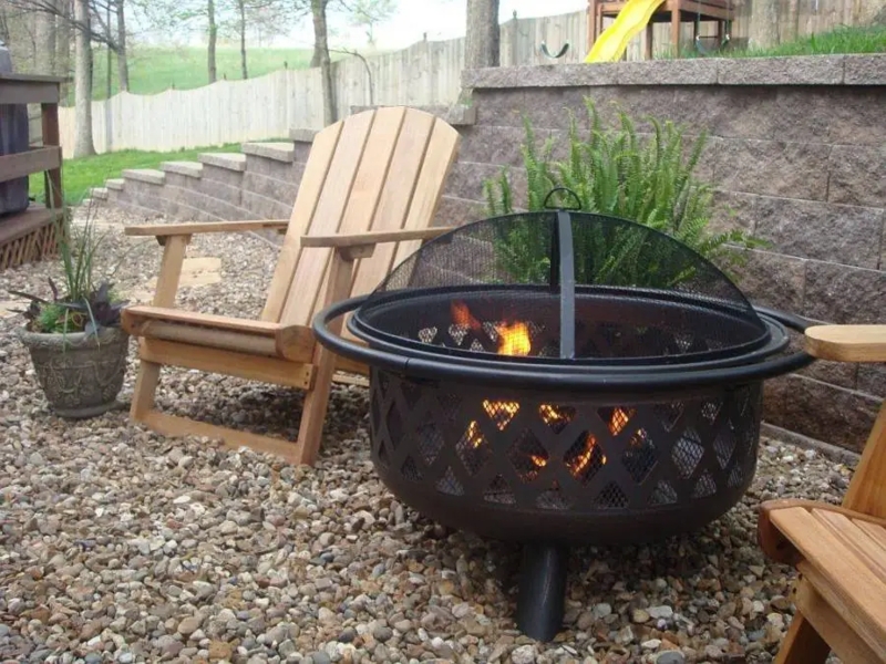 Deep Metal Fire Pit with Pedestal Base and Mesh Screen