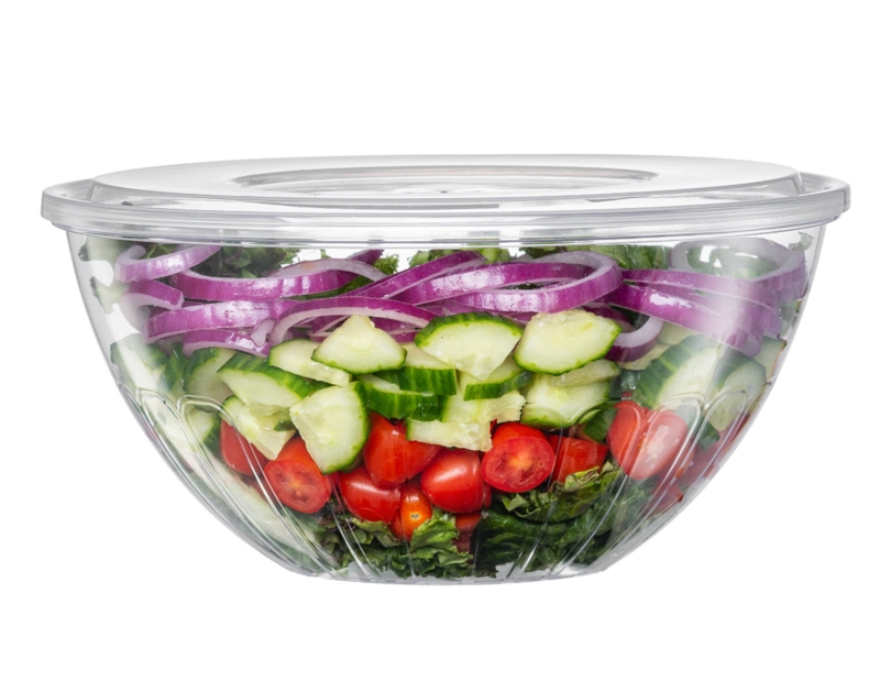 Deep Well Salad Bowl Wide Rim Flat Base Translucent Food Display