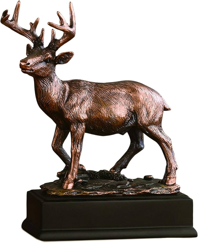 Deer Statue Recumbent Pose Lifelike Details Rustic Lodge Shelf Decor Accent