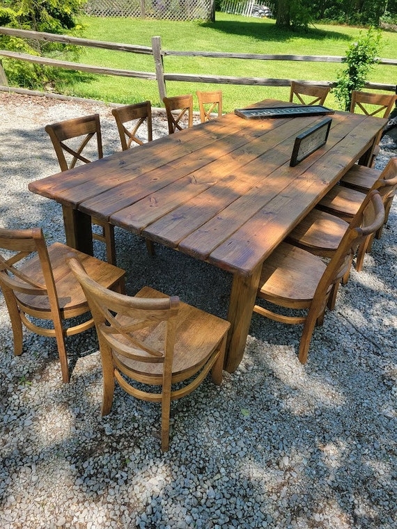 Dining Table Extra Long Wooden Farm Table Oversized Plank Top