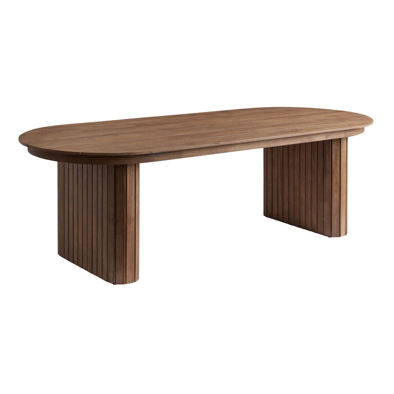 Dining Table Oval Silhouette Slatted Wood Top Modern Scandinavian