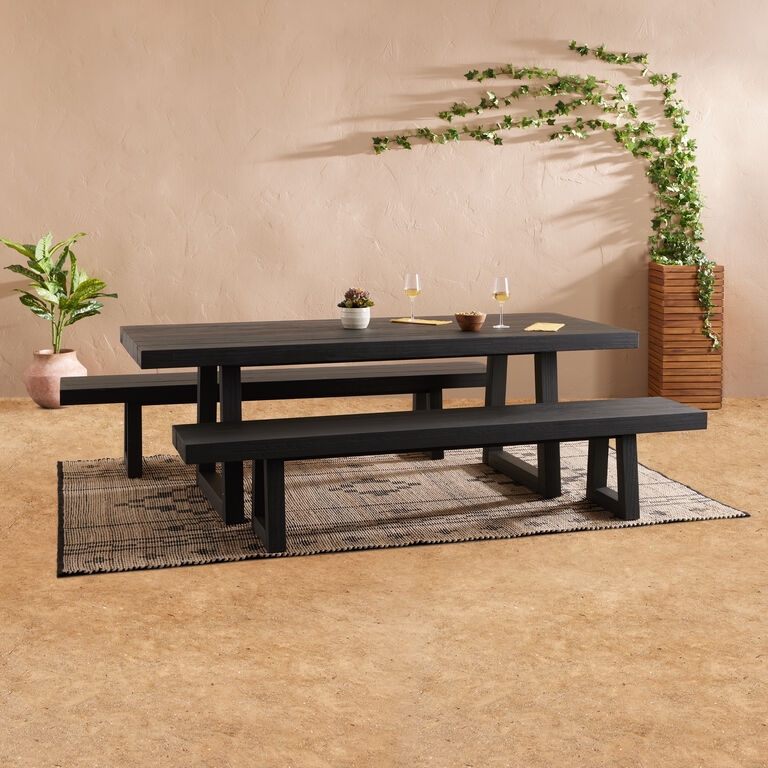 Dining Table Rectangular Slatted Wood Toned Transitional