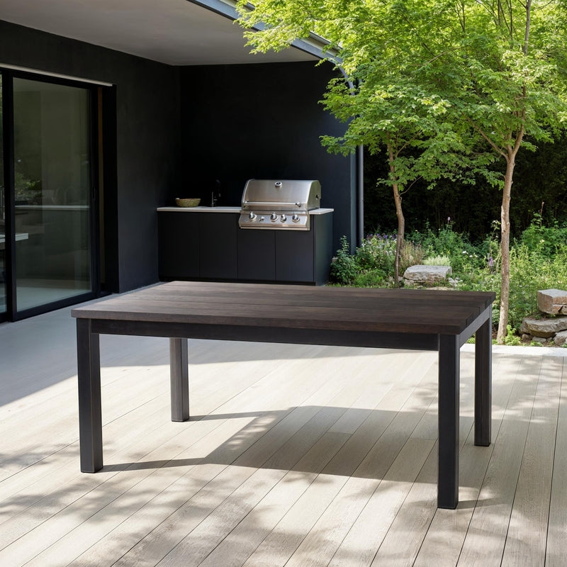Dining Table Rectangular Thick Plank Top Industrial Outdoor
