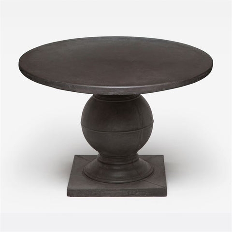 Dining Table Round Concrete Pedestal Flared Base Charcoal Matte Finish