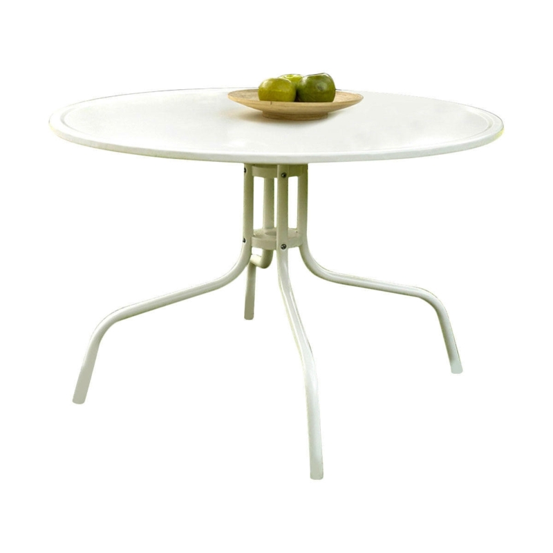 Dining Table Round White Mesh Surface Umbrella Hole Minimalist