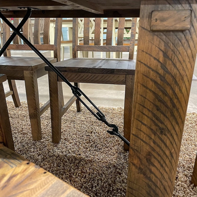 Dining Table Set Rustic Lodge Nailhead Trim Slatted Back