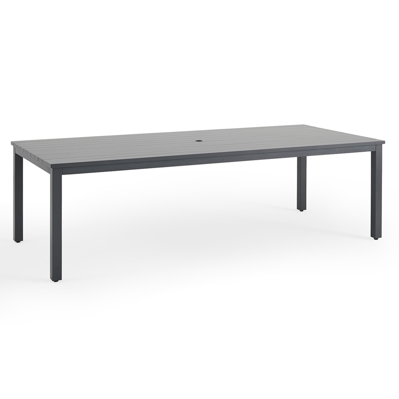 Dining Table Slate Grey Aluminum Slat Top with Square Legs 100 Inch