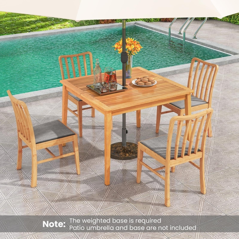 Dining Table Square Acacia Wood-Toned with X-Base Support