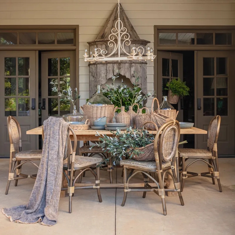 Dining Table Turned Legs Natural Finish Light Wood Rustic
