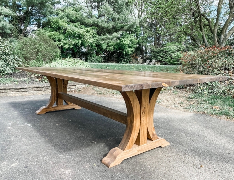 Dining Table Wishbone Legs Thick Top Rustic Modern Design