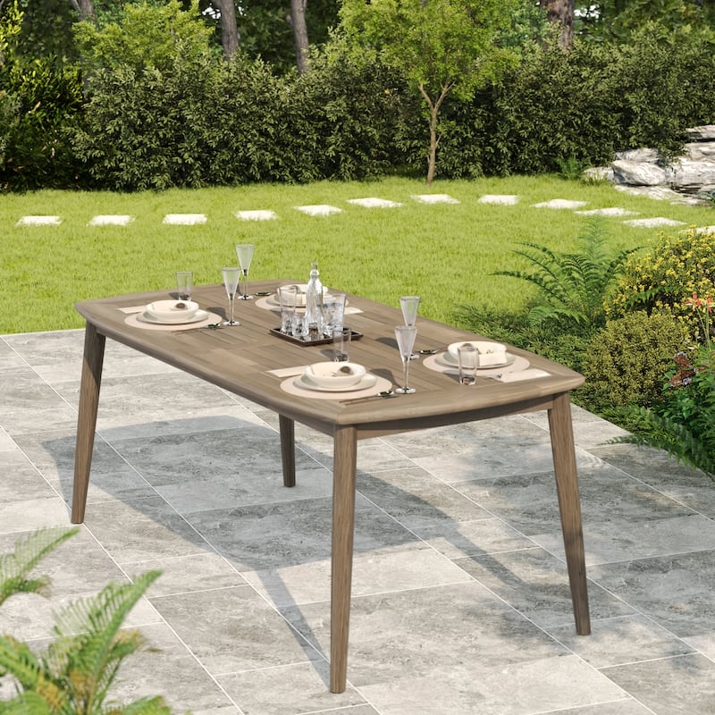 Dining Table with Slatted Top Acacia Appearance Light Brown