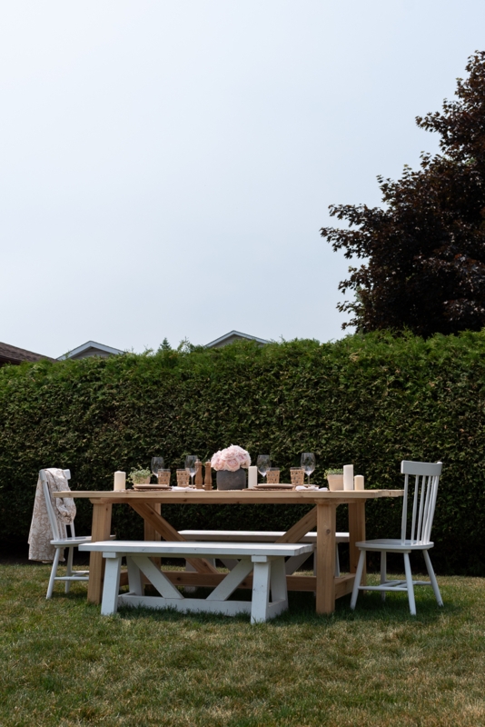 Dining Table X-Frame Trestle Base Natural Wood Finish Farmhouse