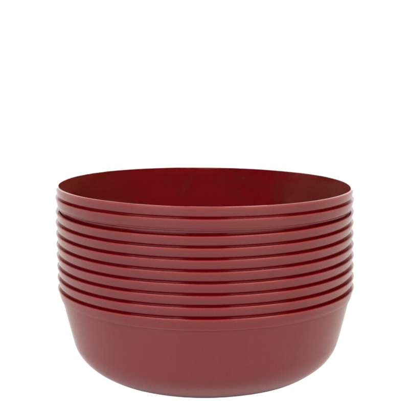 Disposable Bowl Cranberry Red Glossy Finish Stackable Party Serving