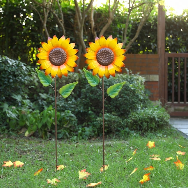 Distressed Metal Sunflower Garden Stake Oversized