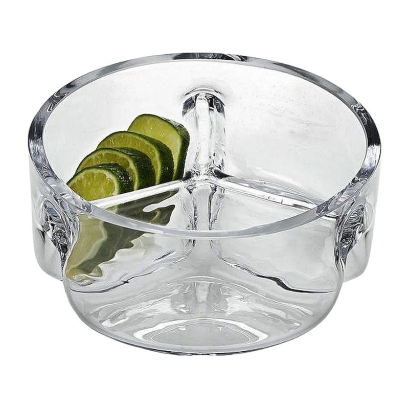 Divided Serving Bowl: Crystal Three Section Dish with Starburst Base