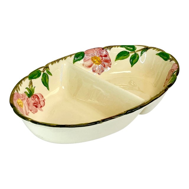 Divided Serving Bowl, Desert Rose Motif for Traditional Dining Decor