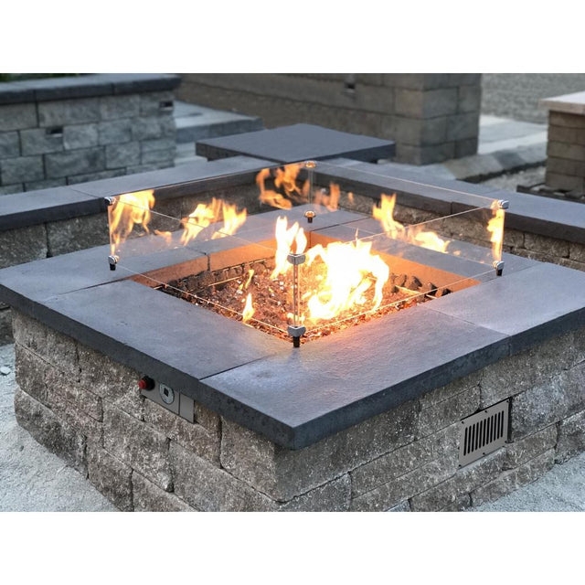 DIY Square Paver Fire Pit Kit with Built-in Burner Pan