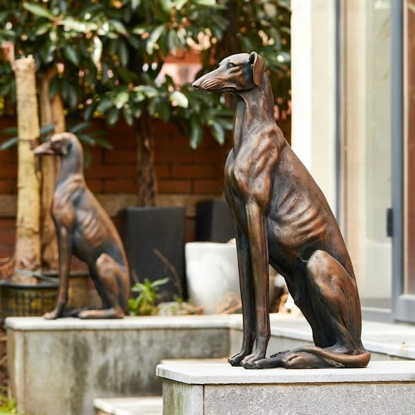 Dog Statue Modern Bronze Greyhound Sighthound Silhouette Minimalist