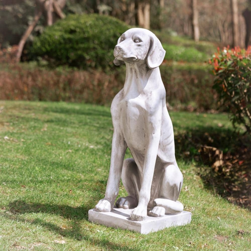 Dog Statue Sitting Black Labrador Realistic Fur Texture Matte Finish
