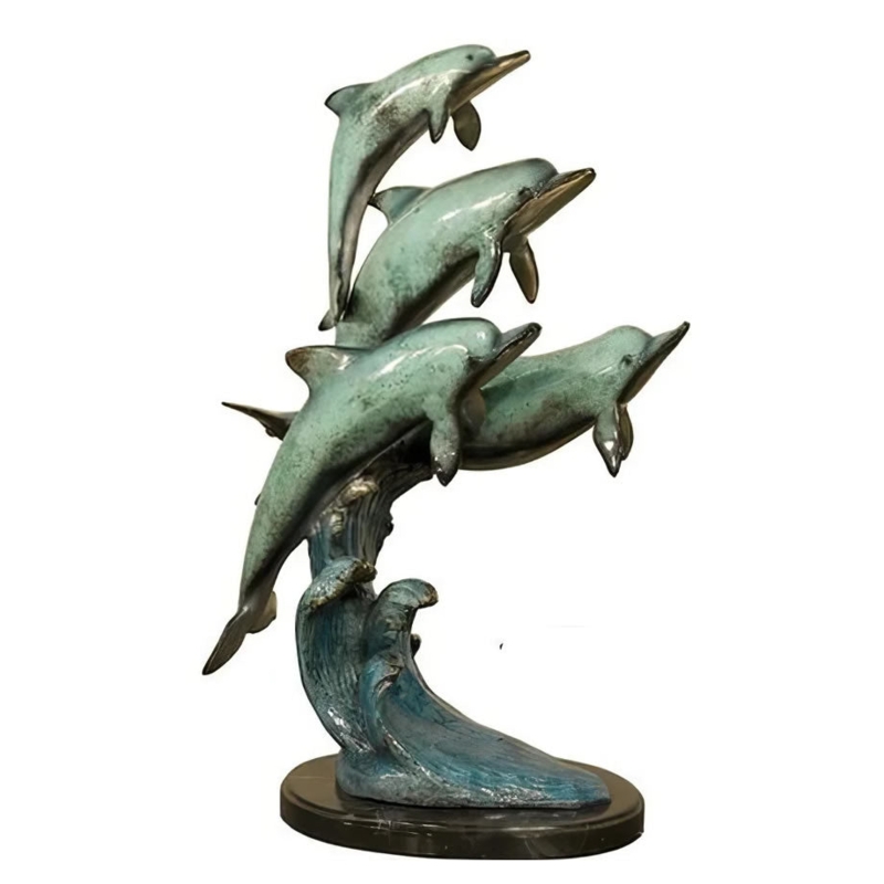 Dolphin Sculpture Leaping Dolphin Bronze Statue Arched Composition