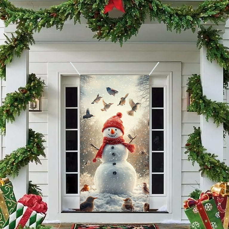 Door Banner Festive Snowman Motif Welcome Greeting Backdrop