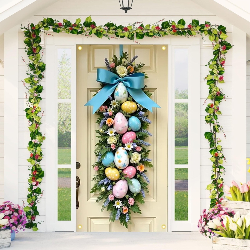 Door Banner with Easter Egg Graphics, Oversized Front Door Mural Decor