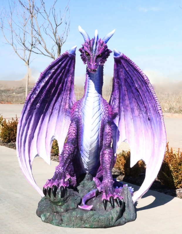 Dragon Statue Giant Iridescent Crystalline Spikes Resting Pose