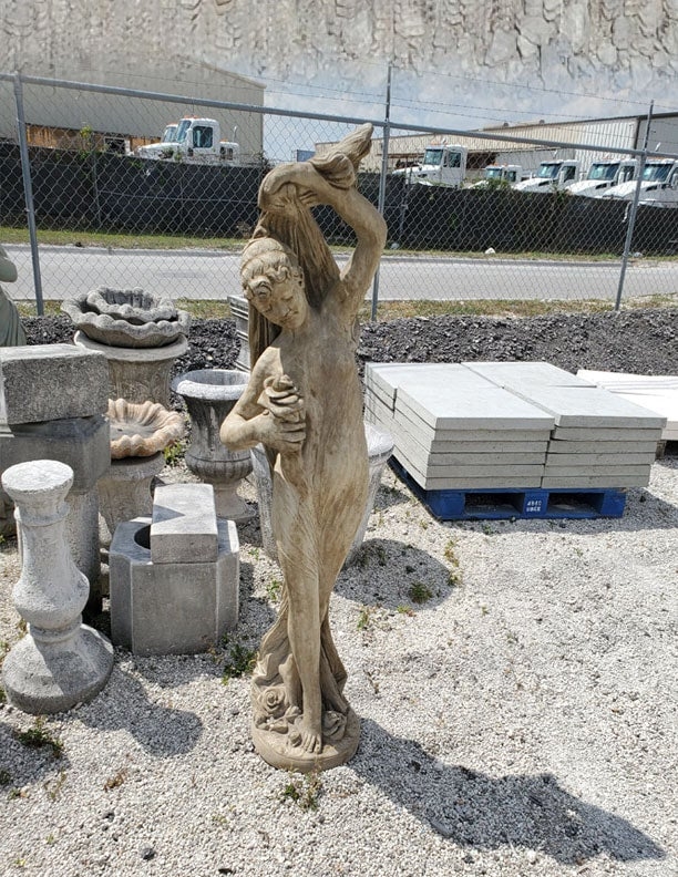 Draped Classical Garden Statue Sculpted Basket Concrete Decor