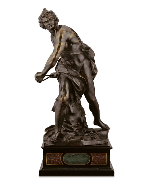 Dynamic Equestrian Sculpture with Galloping Pose and Dark Patina
