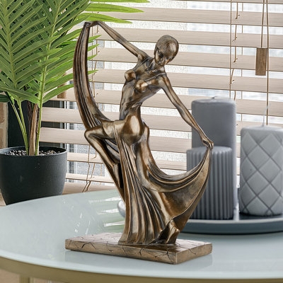 Dynamic Pose Bicolor Figurine Art Deco Dancer Sculpture Finish