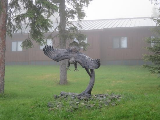 Eagle Sculpture Hand Carved Wood Large Scale Mountain Retreat Decor