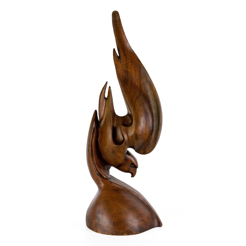 Eagle Sculpture with abstract silhouette and hand carved texture.