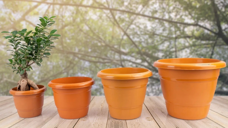 Earthy Toned Plastic Flower Pots Jewel Tone Palette Matte Finish