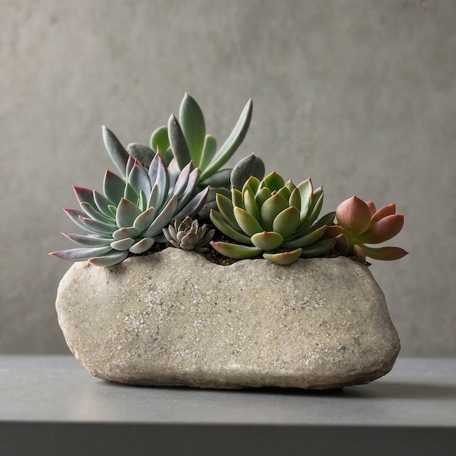 Elephant Planter, Trunk Up Pose, Gray Stone Finish, Weathered Novelty