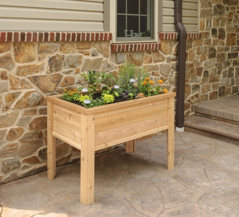Elevated Garden Planter Natural Wood Rustic Style