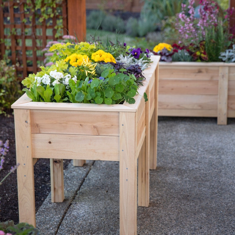 Elevated Garden Planter V Shaped Natural Wood